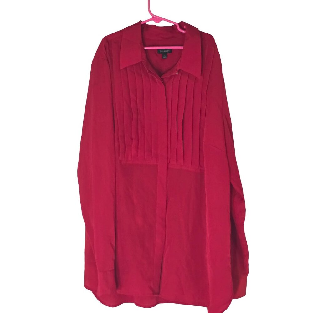 TALBOTS WOMEN'S LONG SLEEVE BUTTON SHIRT BLOUSE | LARGE | RED